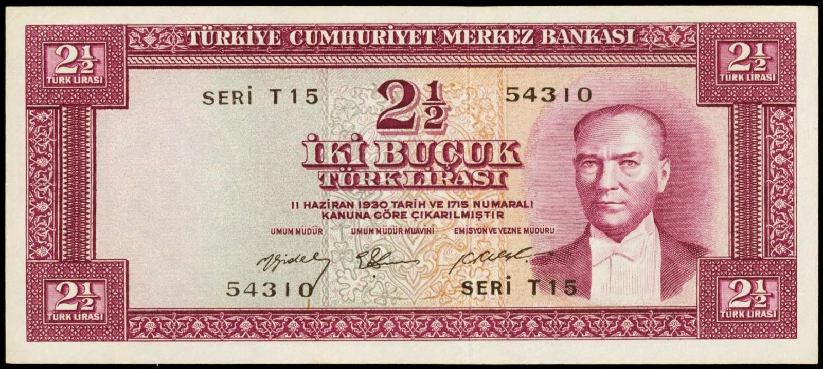 Turkey 1930 ( 1942 ), 1 Lira旧紙幣